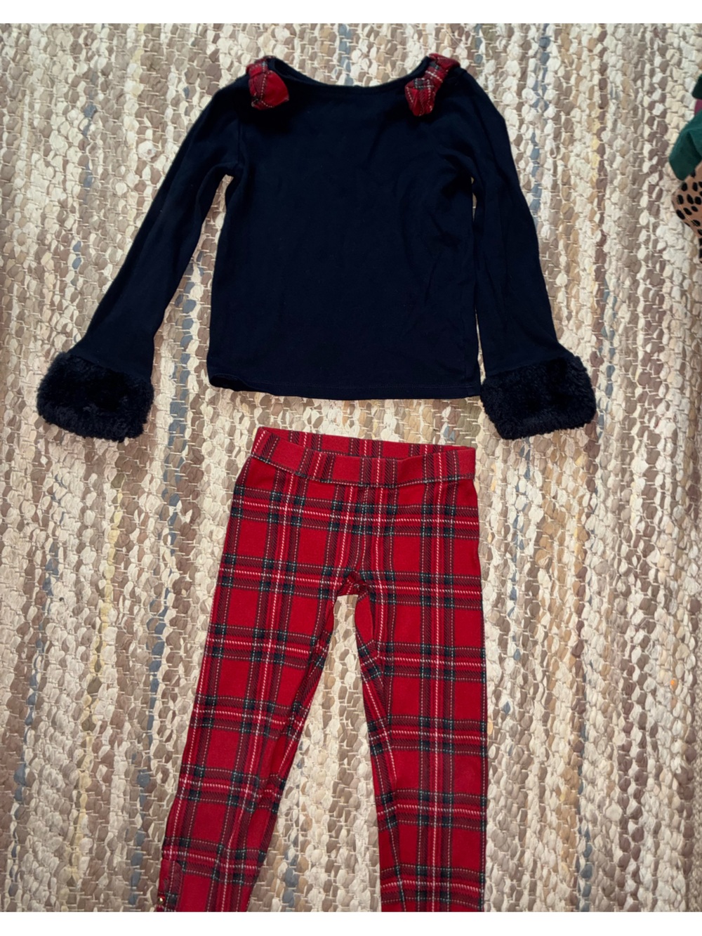 Janie and Jack Top with Red Plaid Bottoms